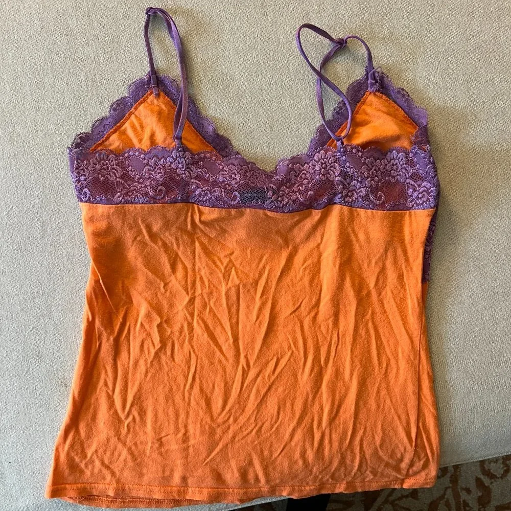 VS Moda International Women's Orange & Purple Lacey Tank Sz M EUC - Picture 7 of 9